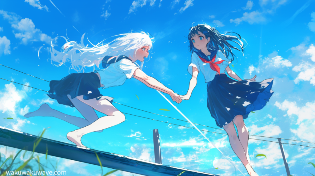 illust-unbalanced seesaw girl