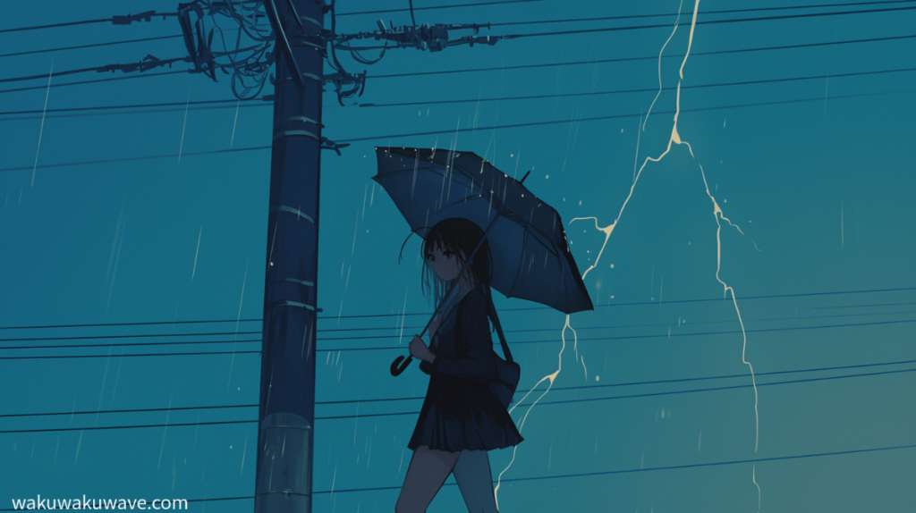 illust-Thunder and a Girl on a Rainy Day2