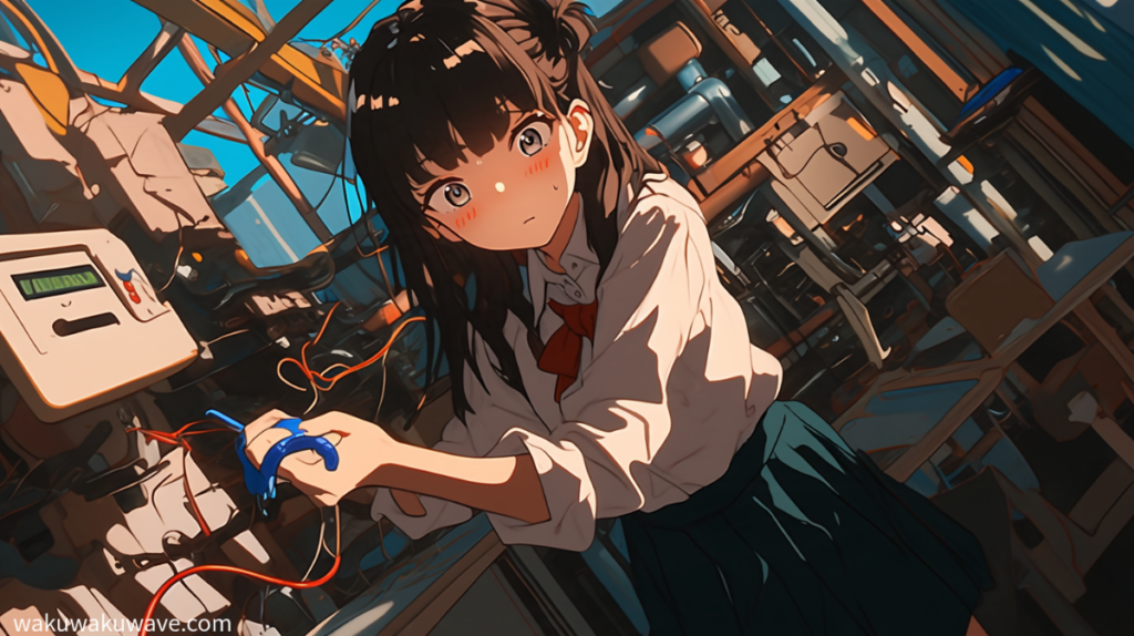 illust-A girl troubled by tangled cables