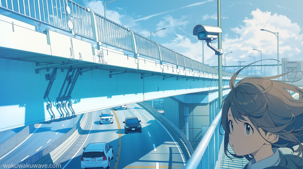 illust-CCTV camera and a girl